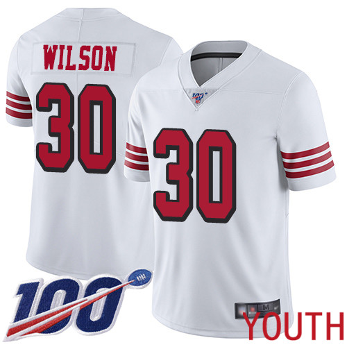 San Francisco 49ers Limited White Youth Jeff Wilson NFL Jersey 30 100th Season Rush Vapor Untouchable